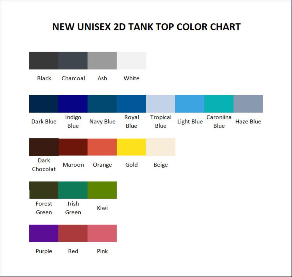 tank top color chart - Subway Surfers Merch