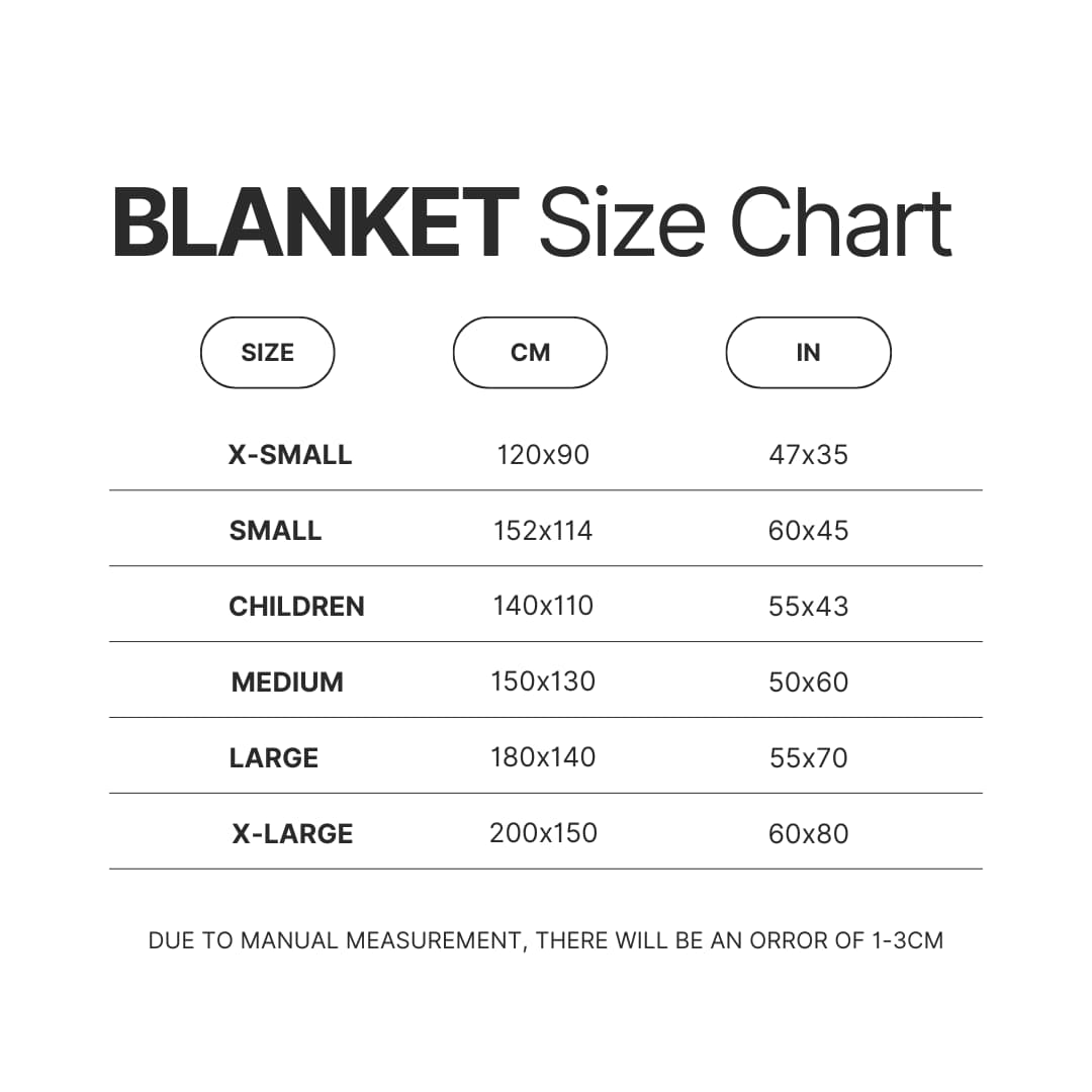 Blanket Size Chart - Subway Surfers Merch