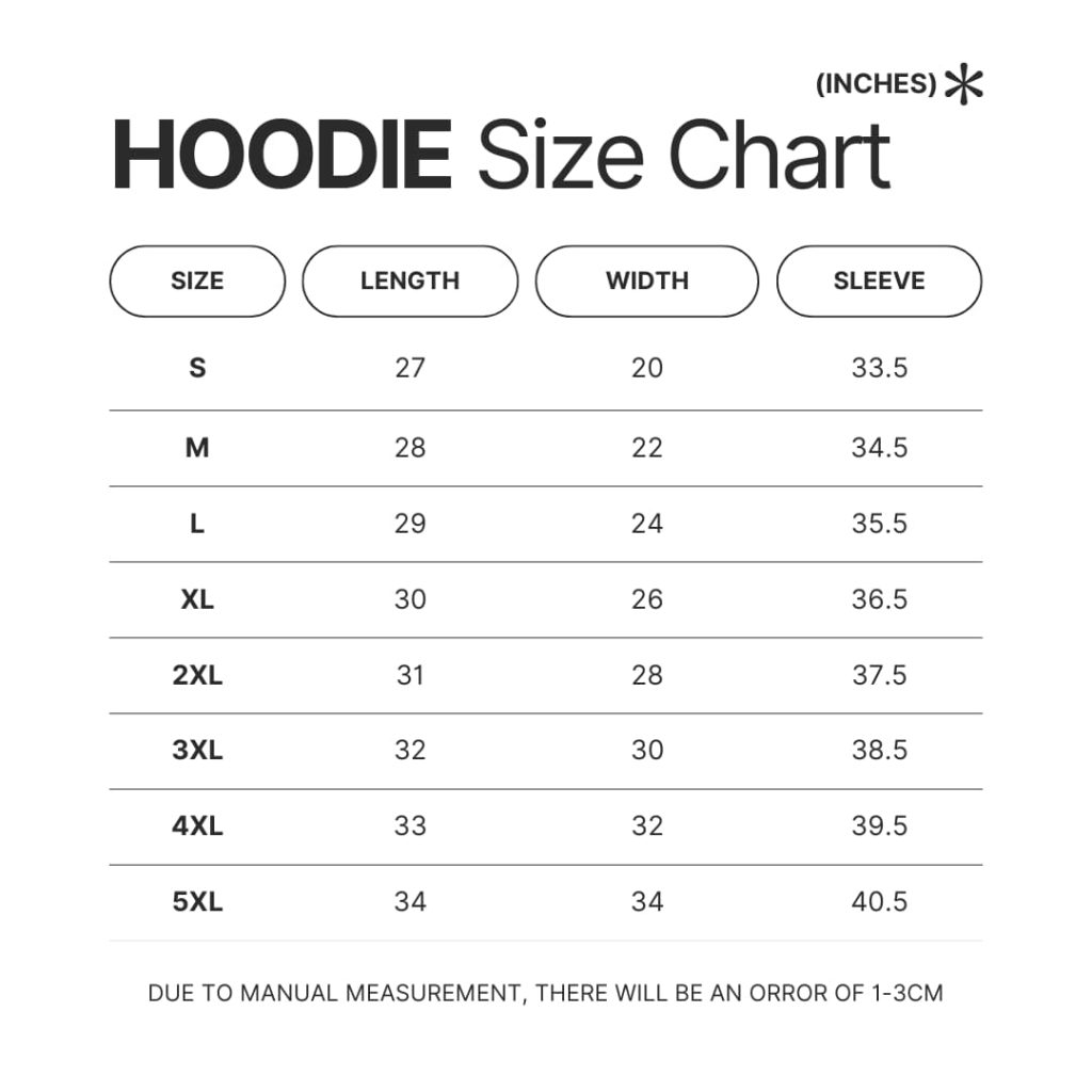 Hoodie Size Chart - Subway Surfers Merch