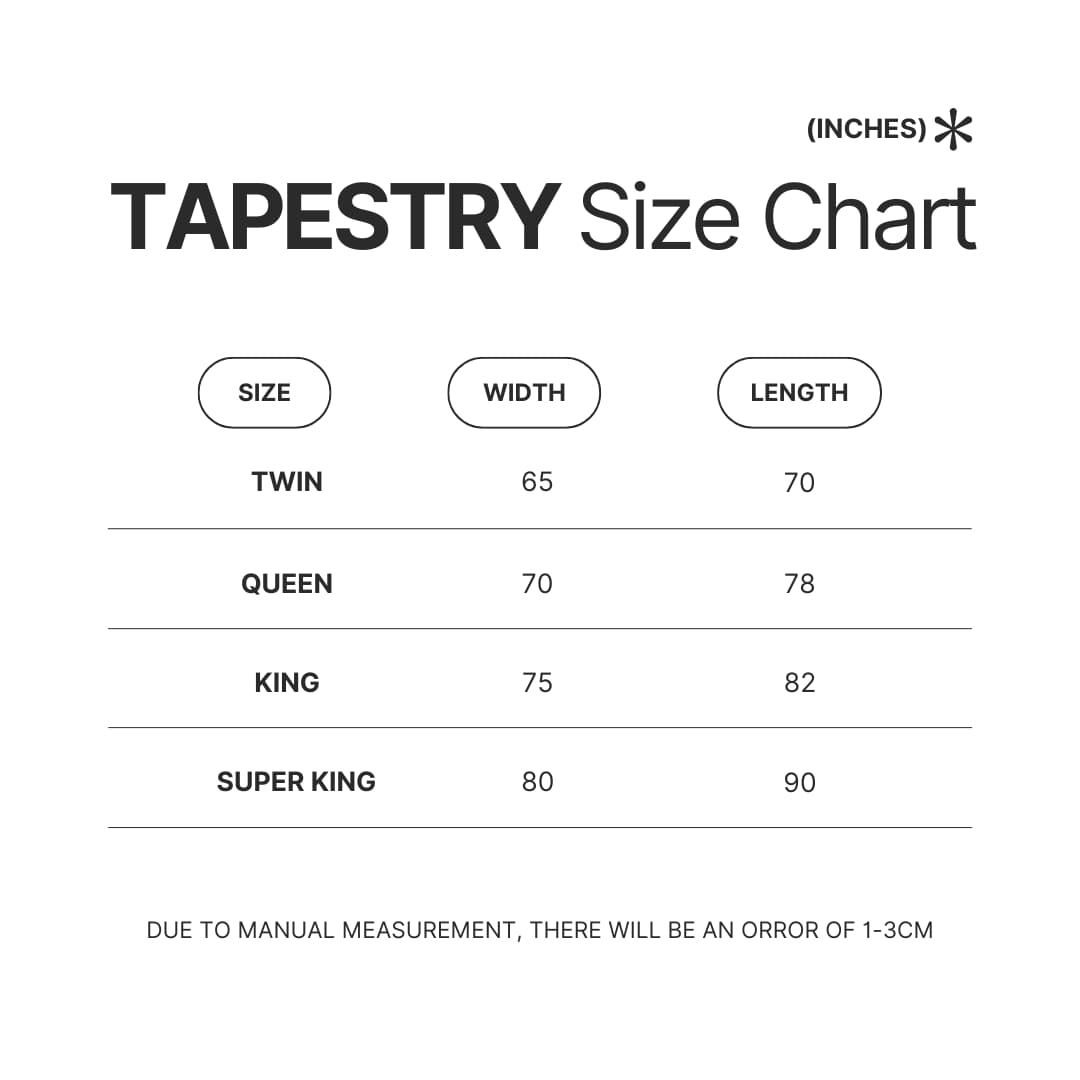 Tapestry Size Chart - Subway Surfers Merch